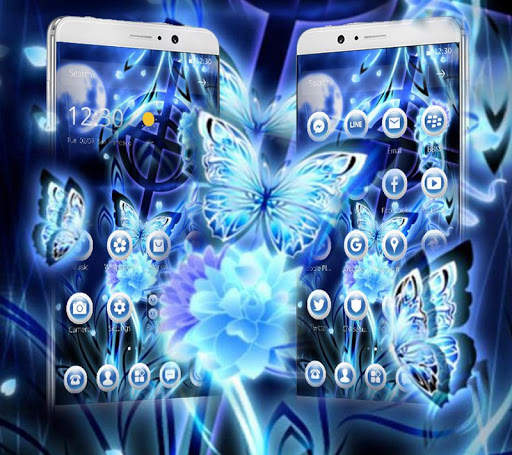Blue Neon Butterfly Theme screenshot 1