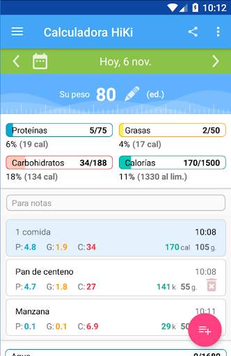 Calculadora de calorías HiKi screenshot 1