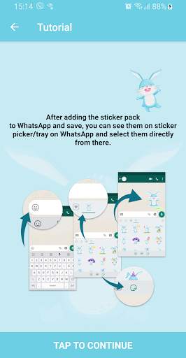 Blue Bunny Stickers - WAStickerApps for WhatsApp screenshot 3