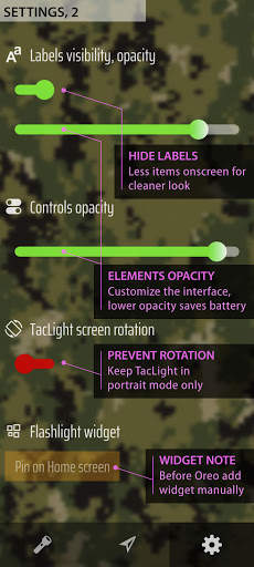 TacLight - flashlight   widget, compass, GPS screenshot 7
