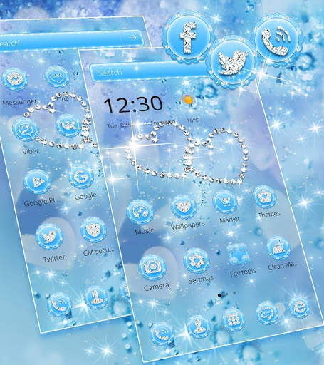Blue Diamond Glitter Theme Wallpaper screenshot 3