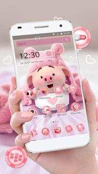 Cute Pink Cartoon Piggy Theme screenshot 2