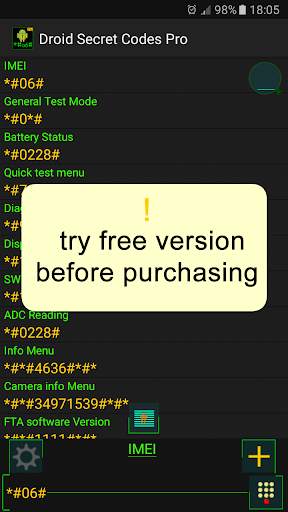 Droid Secret Codes Pro screenshot 1