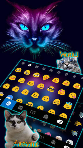 Sneaky Neon Cat Keyboard Background स्क्रीनशॉट 3