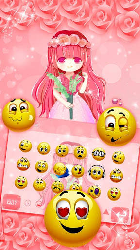 Pink Rose Cute Girl Keyboard screenshot 3