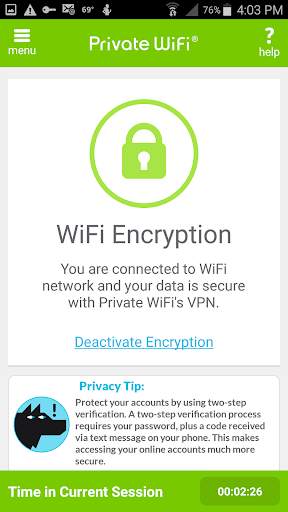 Private WiFi™ Mobile for AOL screenshot 1