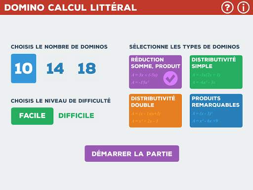 Domino Calcul Littéral 1 تصوير الشاشة