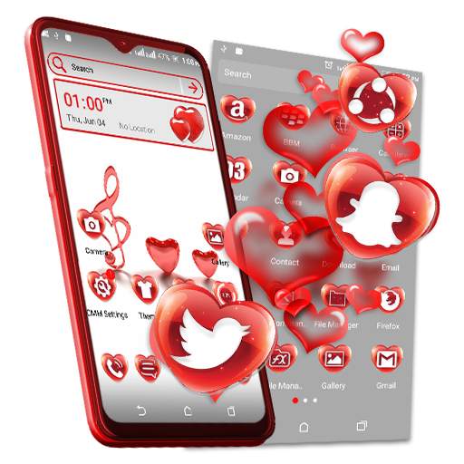 Red Glass Heart Launcher Theme 1.2