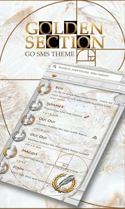 GO SMS GOLDEN SECTION THEME screenshot 1