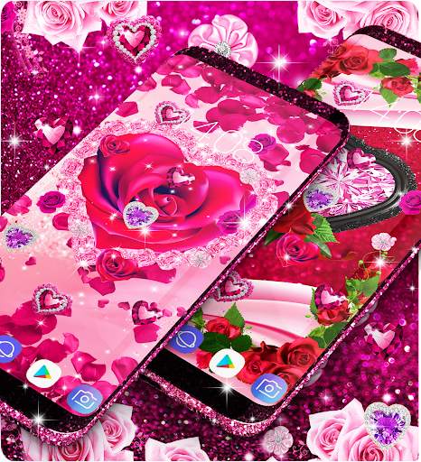 Diamond rose glitter wallpaper screenshot 2