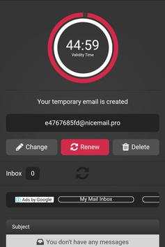 TempMail - Provides Temporary Email By One Click 2 تصوير الشاشة