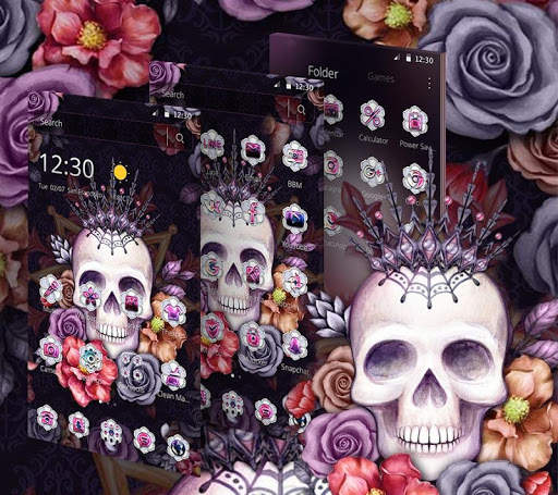 Colorful Flower Skull Fancy Theme 4 تصوير الشاشة