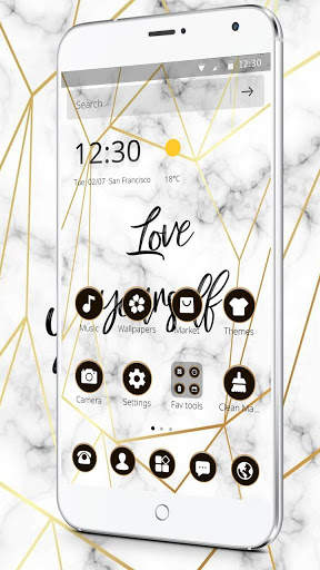White Golden Marble Pattern Theme screenshot 1