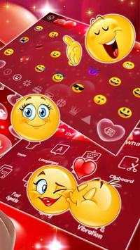 Red Love Heart Keyboard Theme 3 تصوير الشاشة