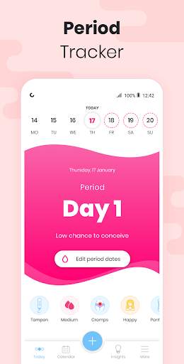 Period Tracker MIA Fem: Ovulation Calculator 1 تصوير الشاشة