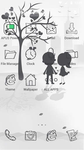 White & Black Love APUS Launcher theme screenshot 2