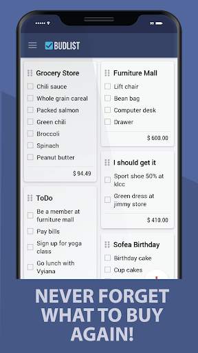 Grocery Shopping List - BudList screenshot 1