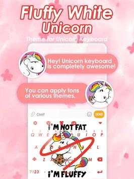 Fluffy White Unicorn Keyboard Theme for Girls screenshot 1