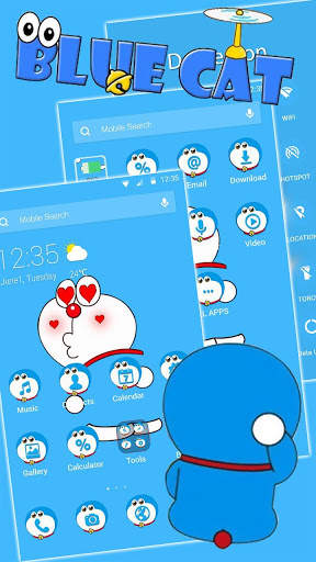 Kawaii Blue Cat  APUS Launcher Theme screenshot 3