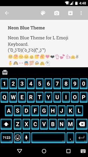 Neon Blue Emoji Keyboard Theme screenshot 1