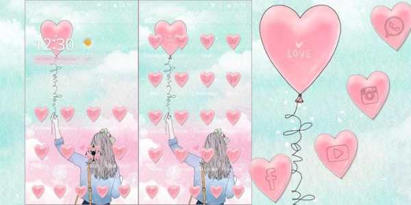 Sketch Balloon Girl Theme screenshot 3