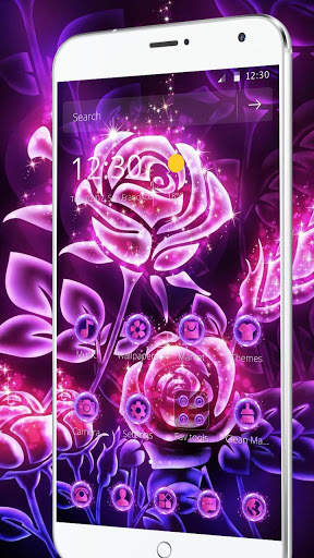 Pink Glitter Neon Roses Theme screenshot 1