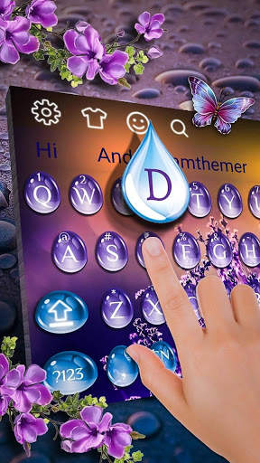 Lavender Water Drop Keyboard Theme screenshot 2