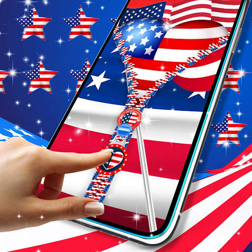 USA flag zipper lock screen screenshot 1
