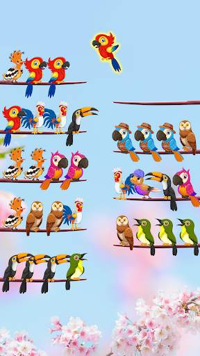 Bird Sort Color: Budgie Puzzle screenshot 1