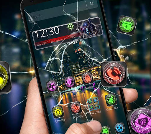 Broken Screen Night City Theme🌃 screenshot 3