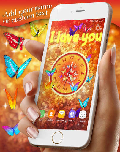 Butterfly Analog Clock 🦋 HD Live Wallpaper screenshot 1
