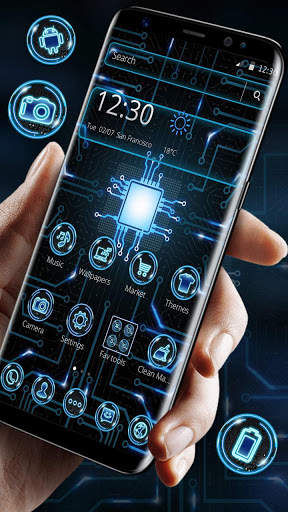 Blue circuit board theme screenshot 1
