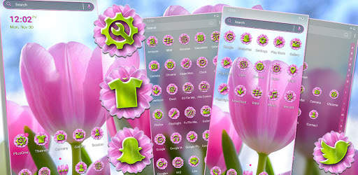 Pink Tulips Flowers Launcher Theme screenshot 5