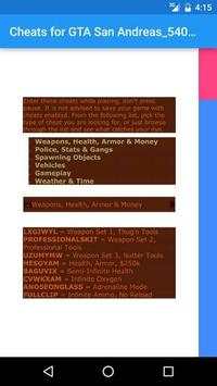 Cheats for GTA San Andreas screenshot 1