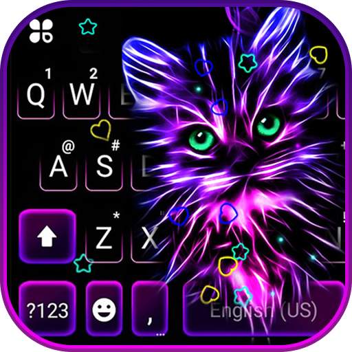 Purple Neon Cat Keyboard Theme 1.0