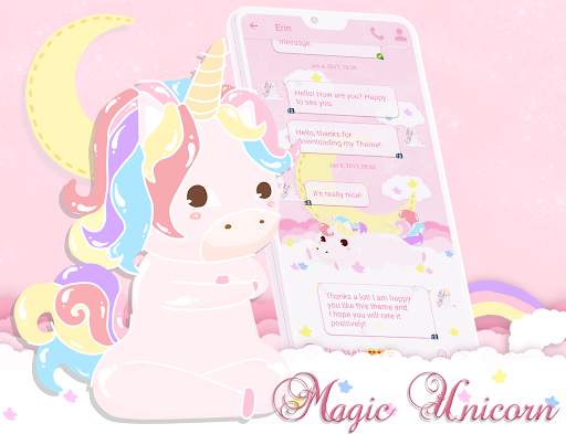 SMS Theme Unicorn Pink message screenshot 1