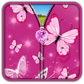 Pink Butterfly Zipper UnLock icon