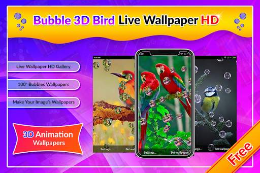 Bubble 3D Bird Live Wallpaper скриншот 2