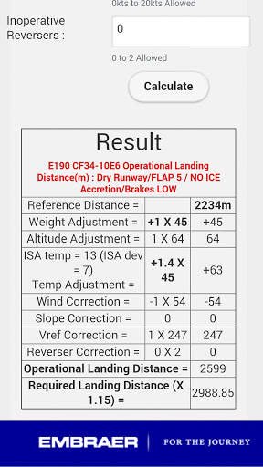 E190 Landing Distance Calc. скриншот 3