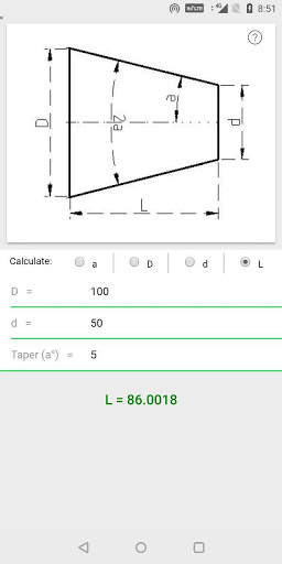 Aproxo Taper Calculator screenshot 2