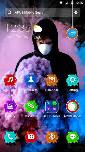 Man in smoke APUS Launcher theme screenshot 1