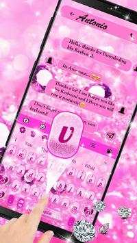 Pink Diamond Heart Keyboard Theme 2 تصوير الشاشة
