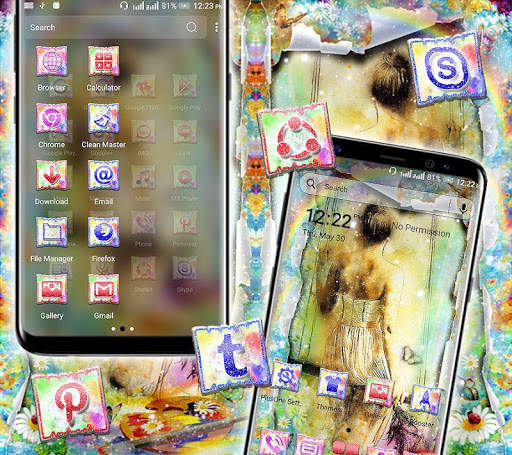 Girl Painting Launcher Theme screenshot 4
