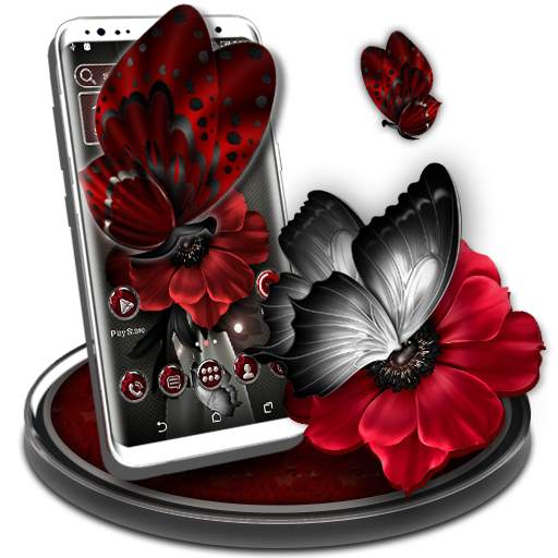 Dark Red Flower Launcher Theme 1.0.1