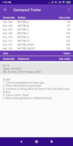 Gamepad tester screenshot 1