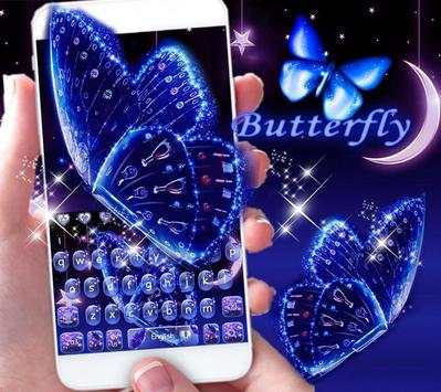 Niebieski brokat motyl motyw klawiatury screenshot 1