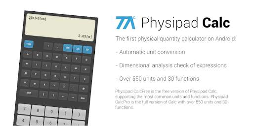 Unit converter and calculator - Physipad CalcFree 1 تصوير الشاشة