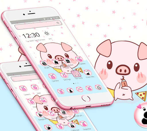 Cute Baby Pink Piggy Theme screenshot 2