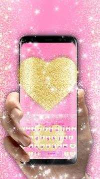 Pink Gold Glitter Heart Keyboard screenshot 2