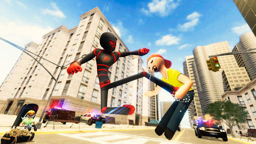 Stickman Spider Rope- Flying Hero Crime City Games स्क्रीनशॉट 1